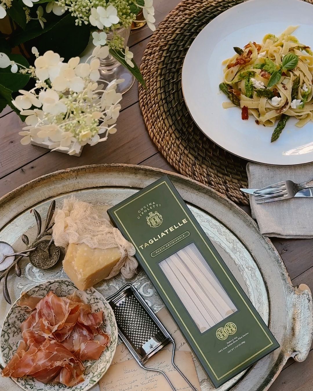 Tagliatelle with Asparagus, Ricotta, Crispy Prosciutto – Cucina Cipoletti