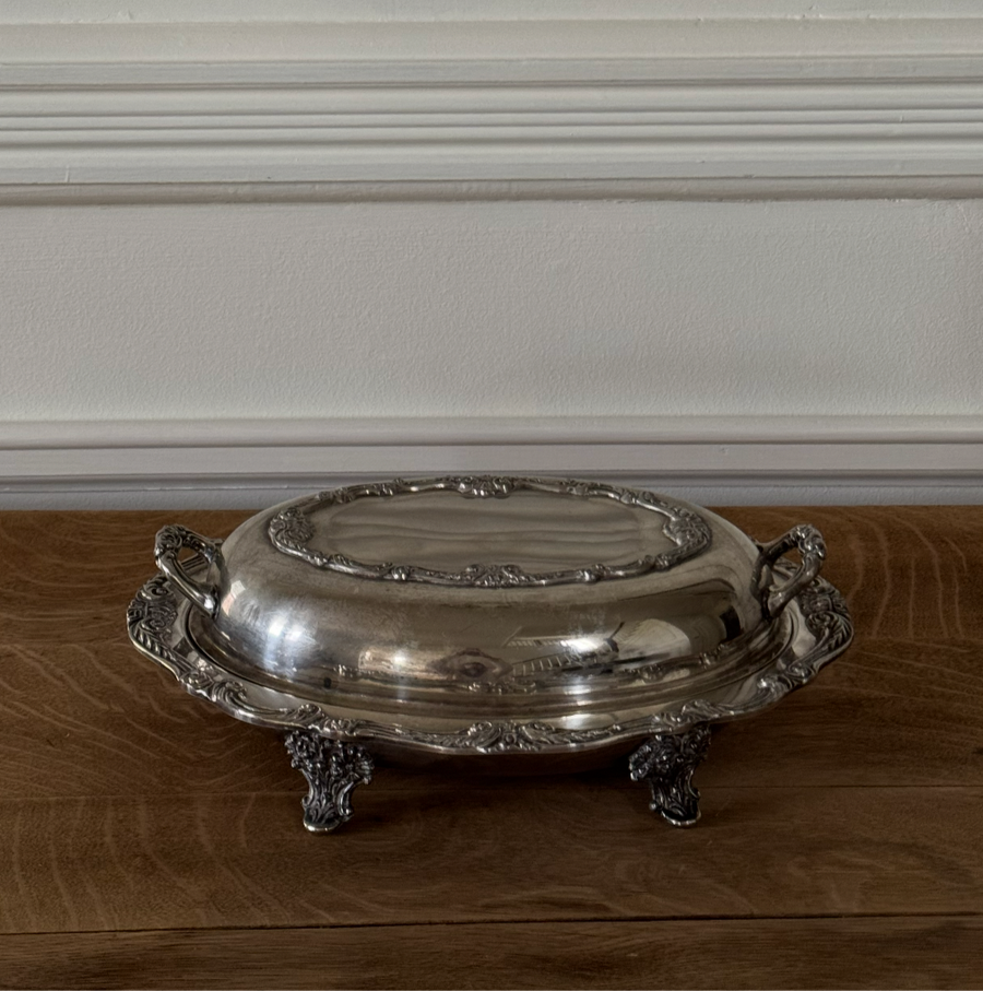 Victorian Era Silver Plated Twin Handle Serving Dish