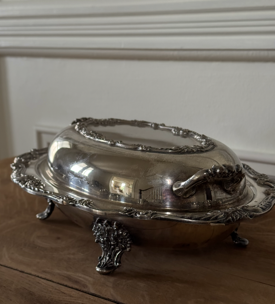 Victorian Era Silver Plated Twin Handle Serving Dish