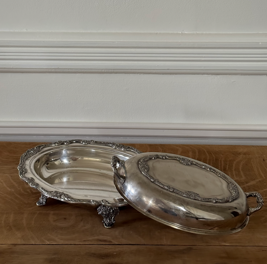 Victorian Era Silver Plated Twin Handle Serving Dish