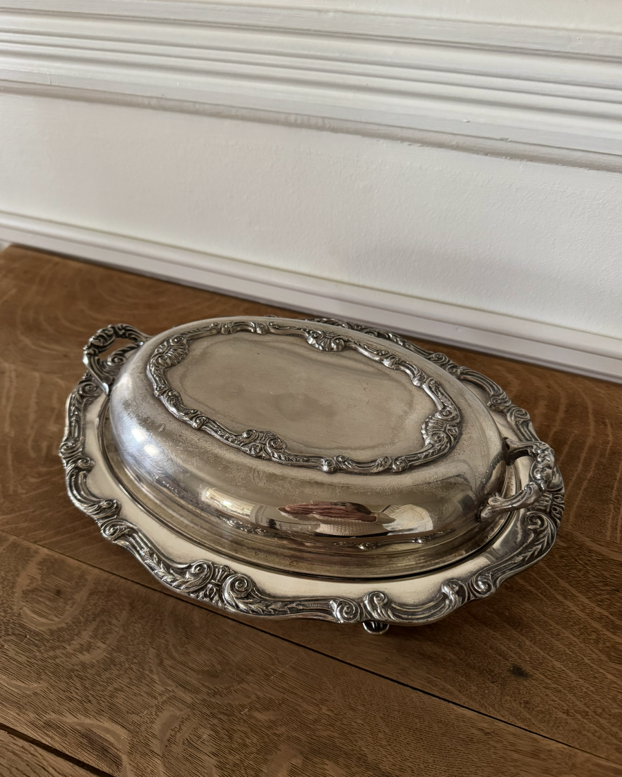 Victorian Era Silver Plated Twin Handle Serving Dish