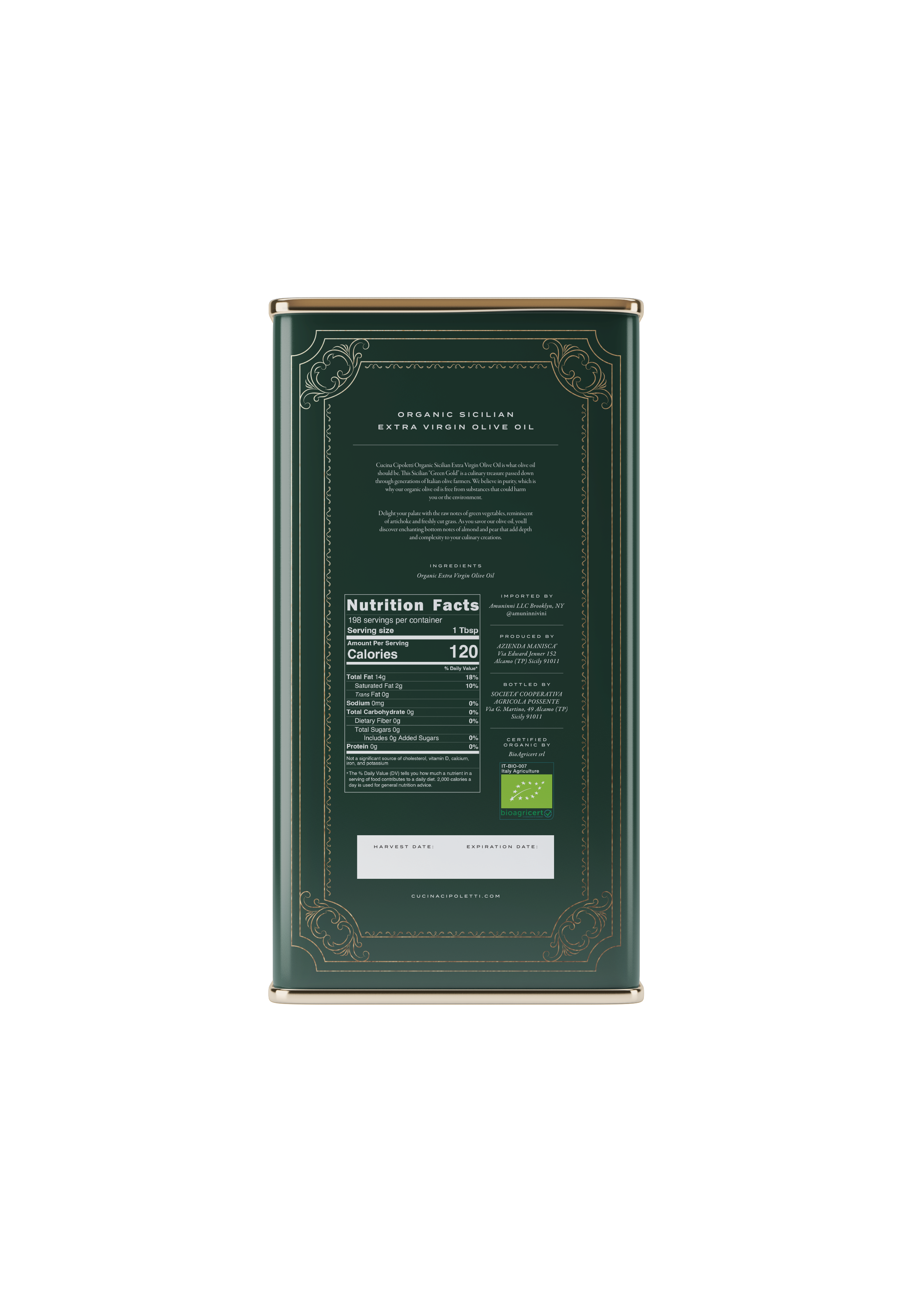 Organic Extra Virgin Olive Oil Tin – Cucina Cipoletti